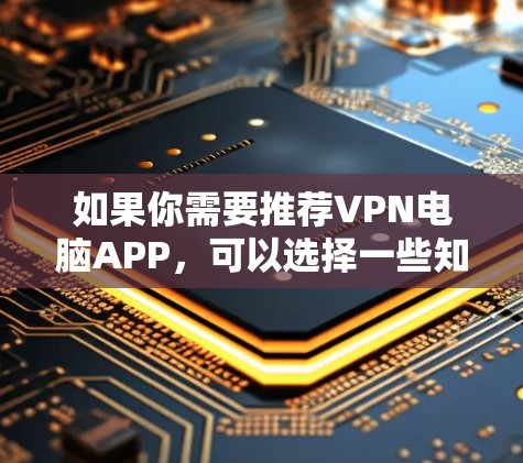 如果你需要推荐VPN电脑APP,可以选择一些知名且可靠的VPN服务提供商的应用程序。以下是一些常用的VPN服务及其简要说明 如果你需要推荐VPN电脑APP,可以选择一些知名且可靠的VPN服务提供商的应用程序。以下是一些常用的VPN服务及其简要说明